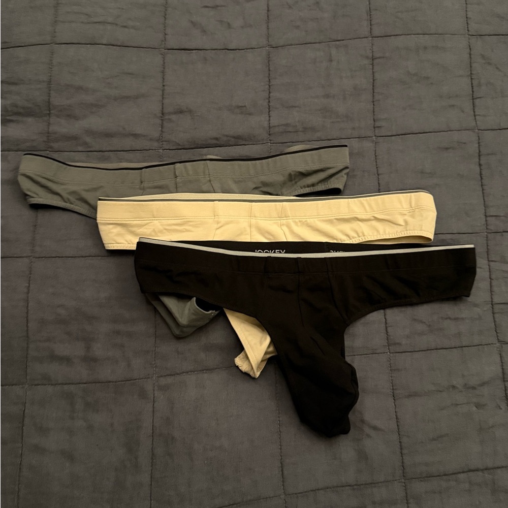 Men's Thong Set - Black, Cream, Gray